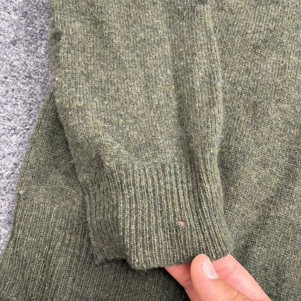 VTG Polo Ralph Lauren Olive Green Lambs Wool V-Neck‎ Sweater Size Large Pullover